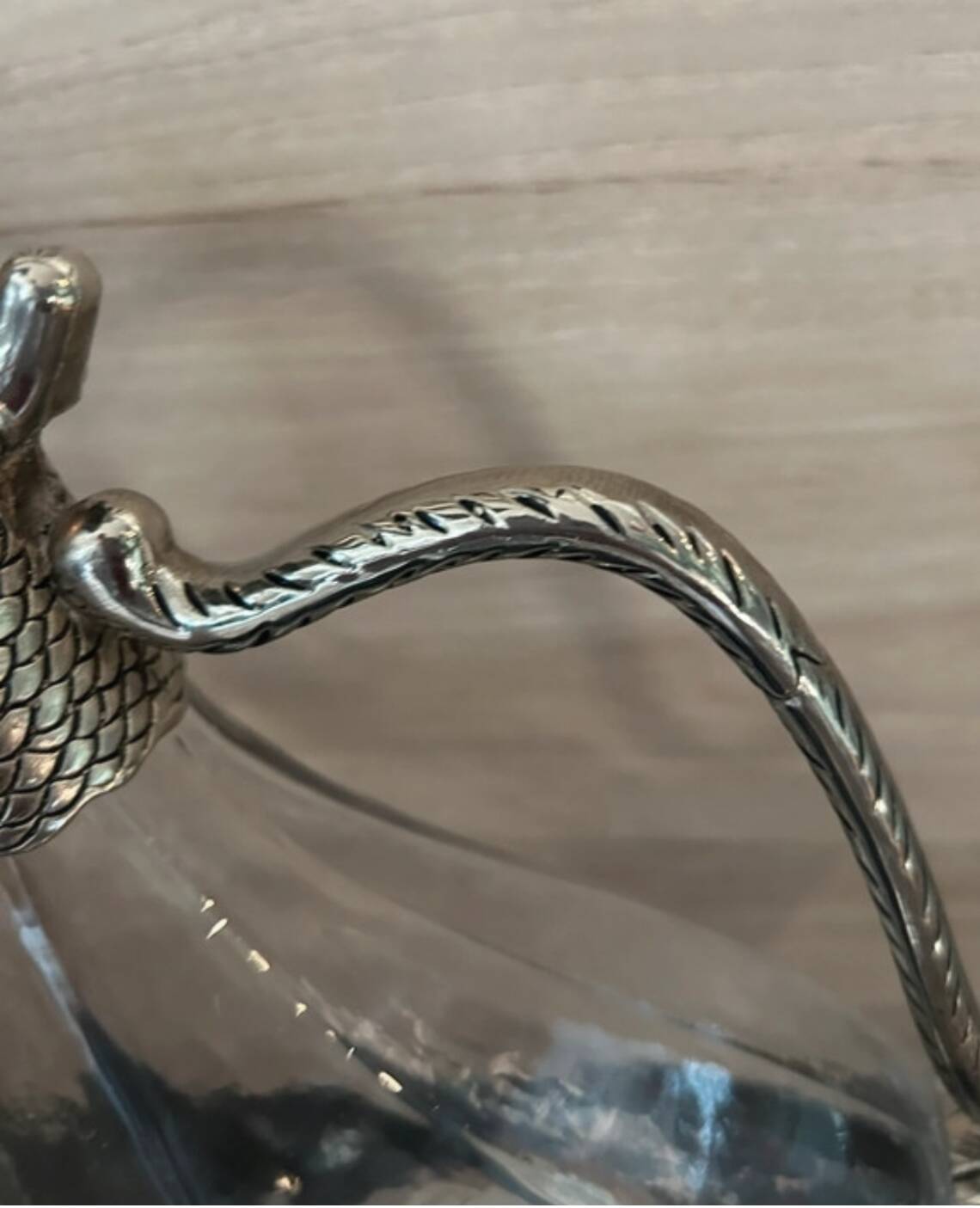 Silver-plated metal crystal decanter