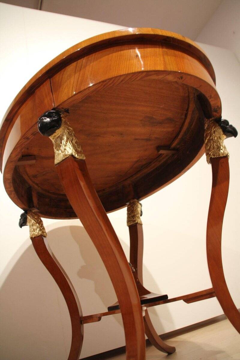 Biedermeier Cherry Veneer Gold-Leaf Center Table, Austria, 1820s