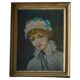 Oil portrait of a woman with a floral bonnet, Belgium, 1920s.
