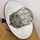 Black Enamel and Cast Iron Industrial Cage Pendant Light, 1950s