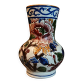 Vase Gien peint main – Faïence de France – Décor floral multicolore
