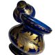 Antique covered pot or sugar bowl in blue and gold glass, early 20th century