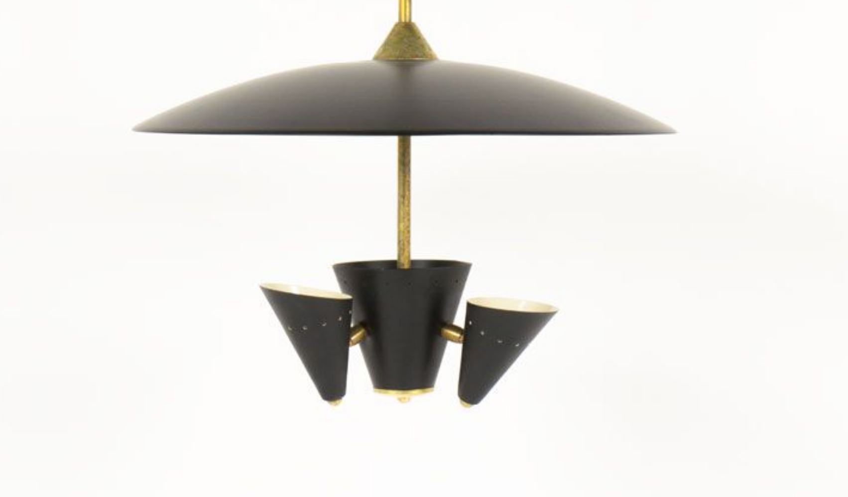 Pair of Italian chandeliers in brass and metal lacquered black