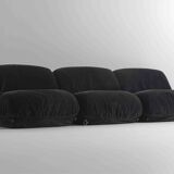 Modular "Patate" sofa in black corduroy velvet by Airborne, France 1970s