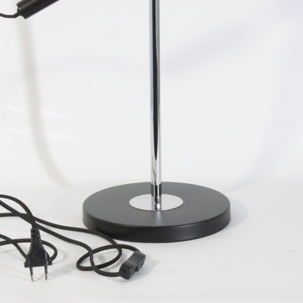 Adjustable desk lamp large model chrome and black, 71 cm.
