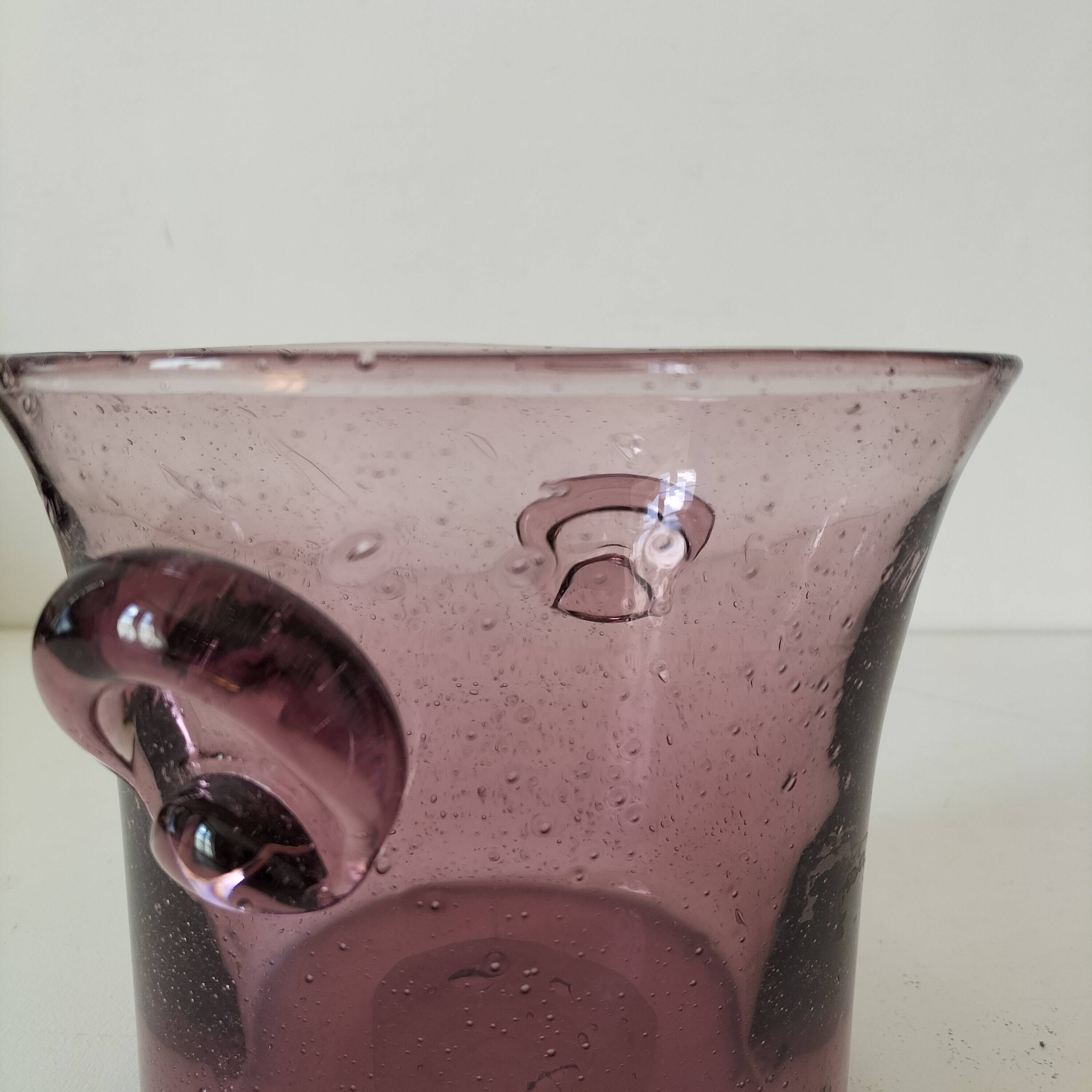 Biot style purple blown glass champagne bucket