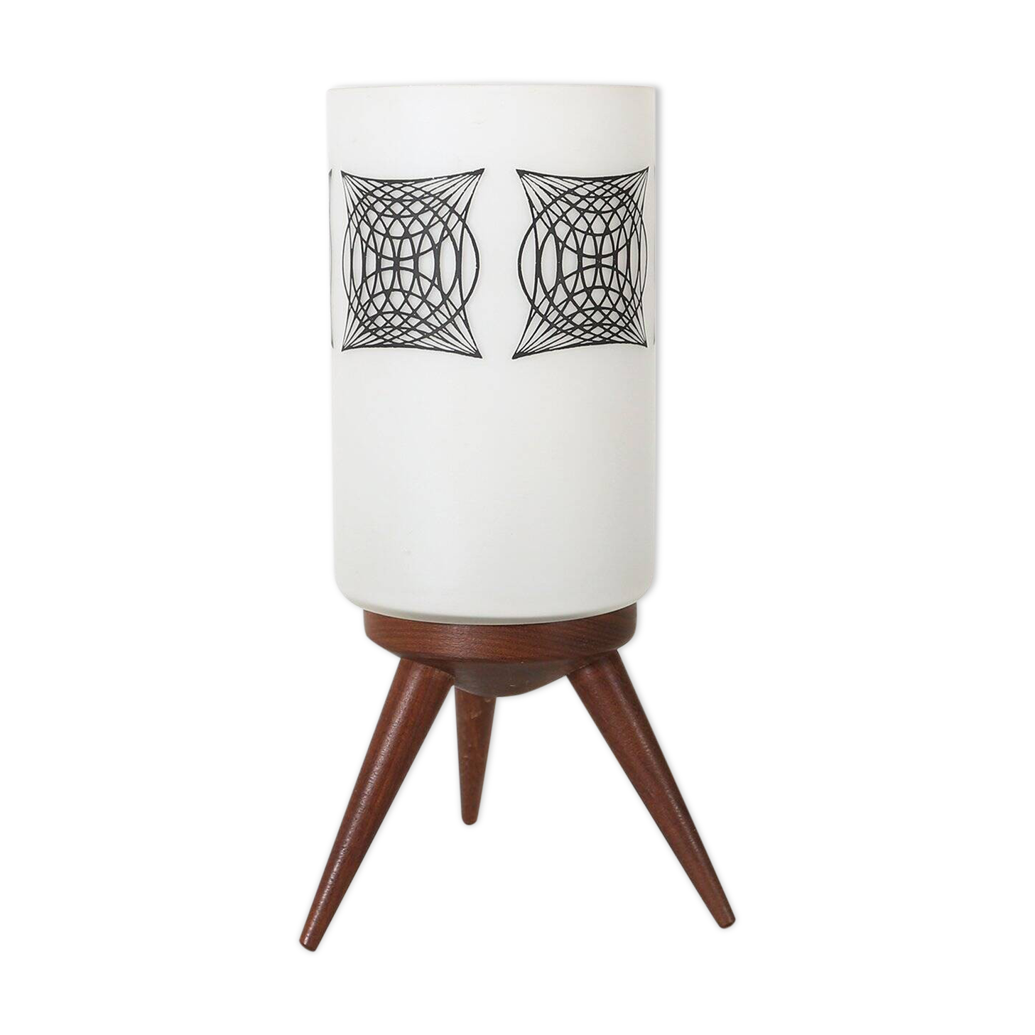 Mid-century sixties table lamp with opaline glass shade, France