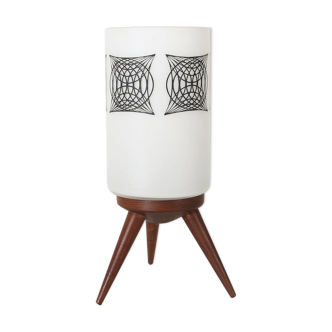 Mid-century sixties table lamp with opaline glass shade, France