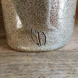 Pitcher in stoneware signed Jean Claude Monange, daisy motif yellow heart