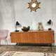 Sideboard in teak feet chrome sliding doors by Voko in 1960