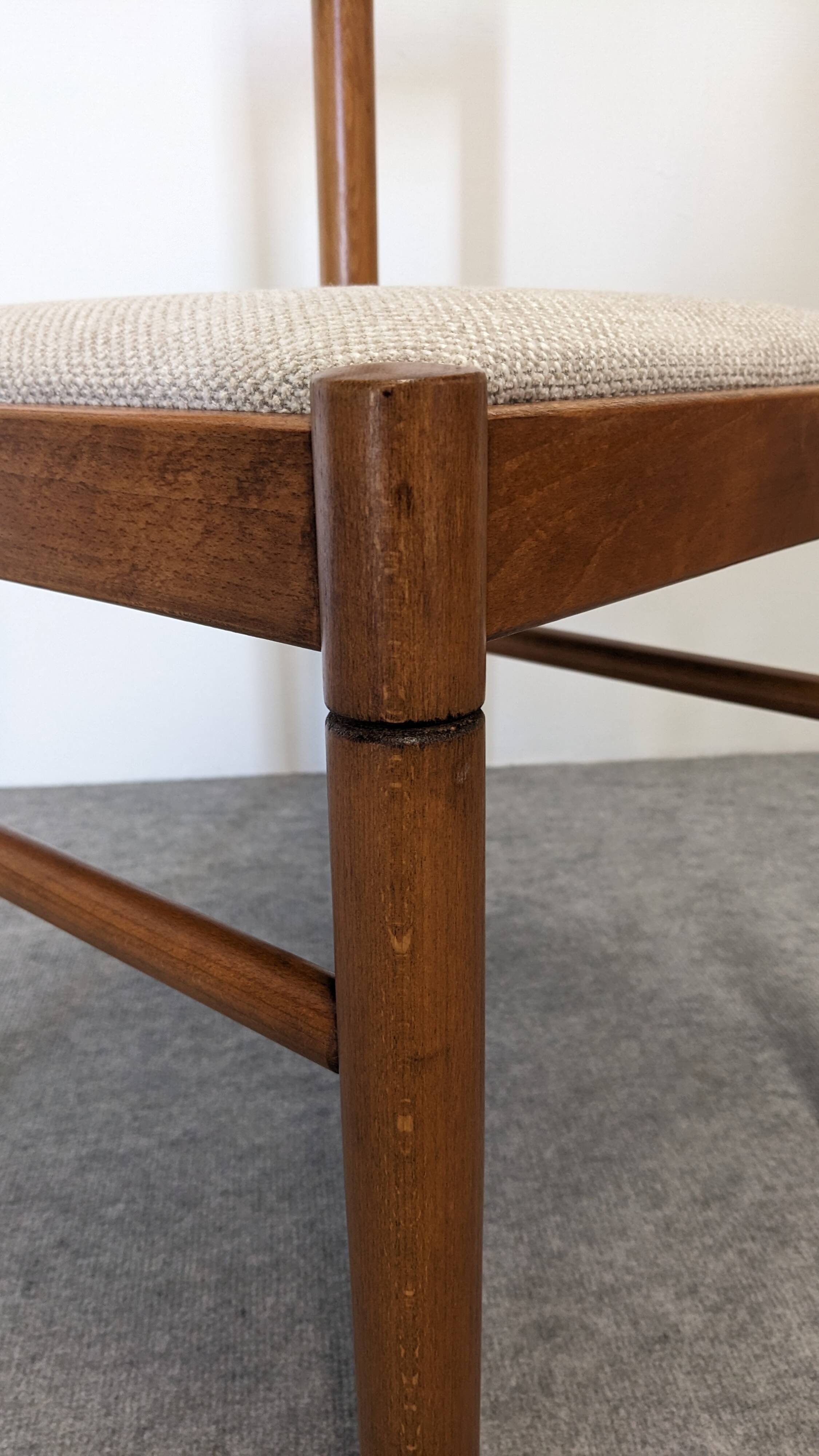 Set of 6 brutalist beech chairs, France circa 1970