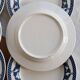 6 vintage flat plates with a blue and white goose pattern.