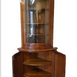 Solid cherry wood corner display cabinet