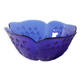 Bol en verre vintage bleu cobalt / Design de cerfeuil des bois par Pertti Kallioinen