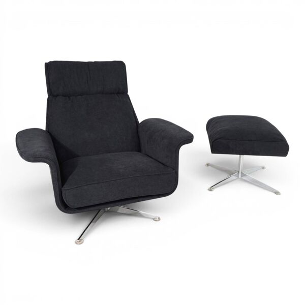 Fauteuil Kaufeld Siesta 62 avec repose-pieds par Jacques Brule, 1960