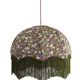 Suspension vintage recyclée à franges — forme dôme et motif fleuri
