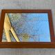 Scandinavian mirror with wooden shelf 80x65cm