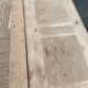 Renovated extendable farmhouse table in raw solid wood and marquetry 210cm