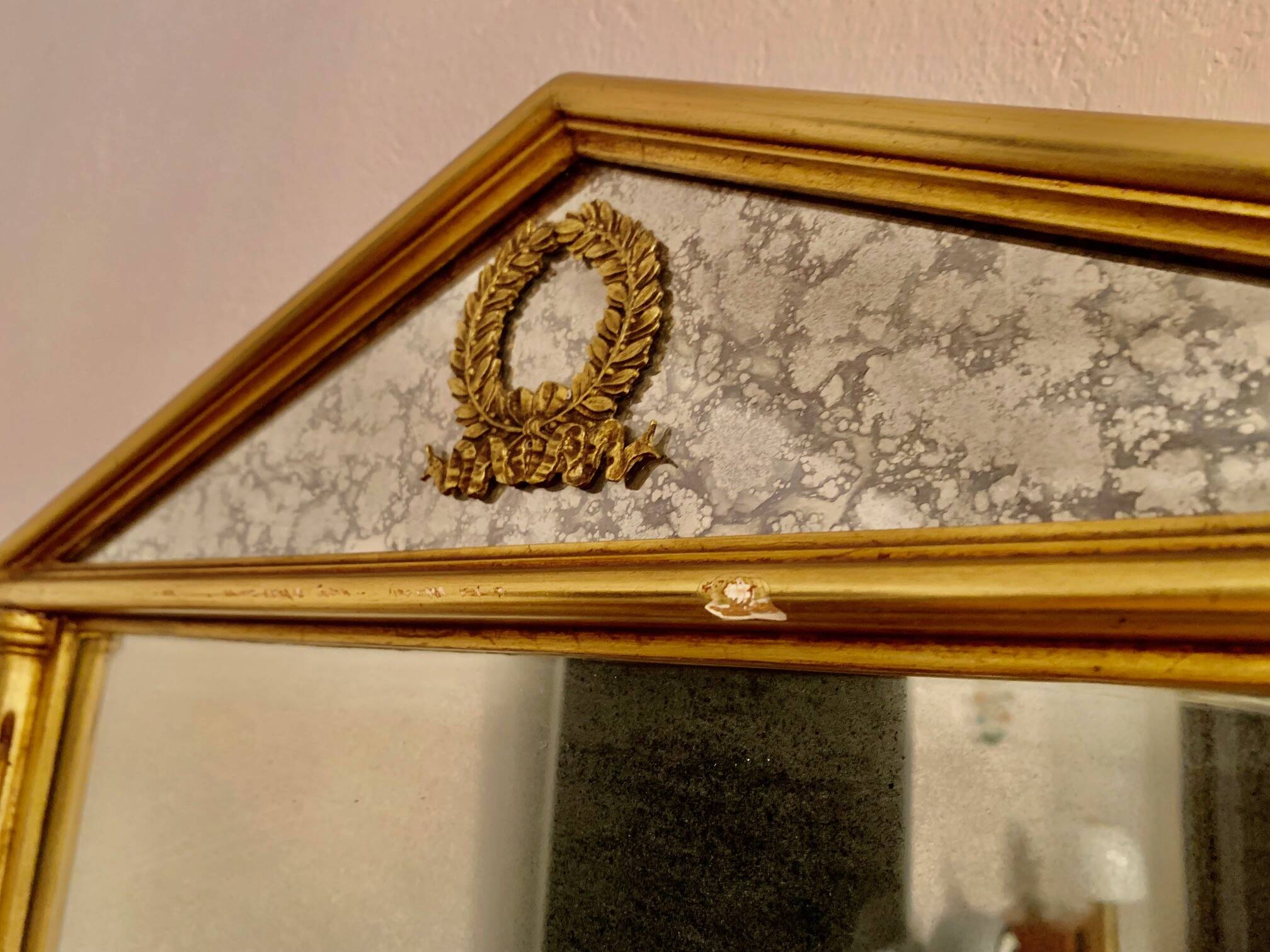 Giltwood carved neoclassical mirror, italy, 1950s.