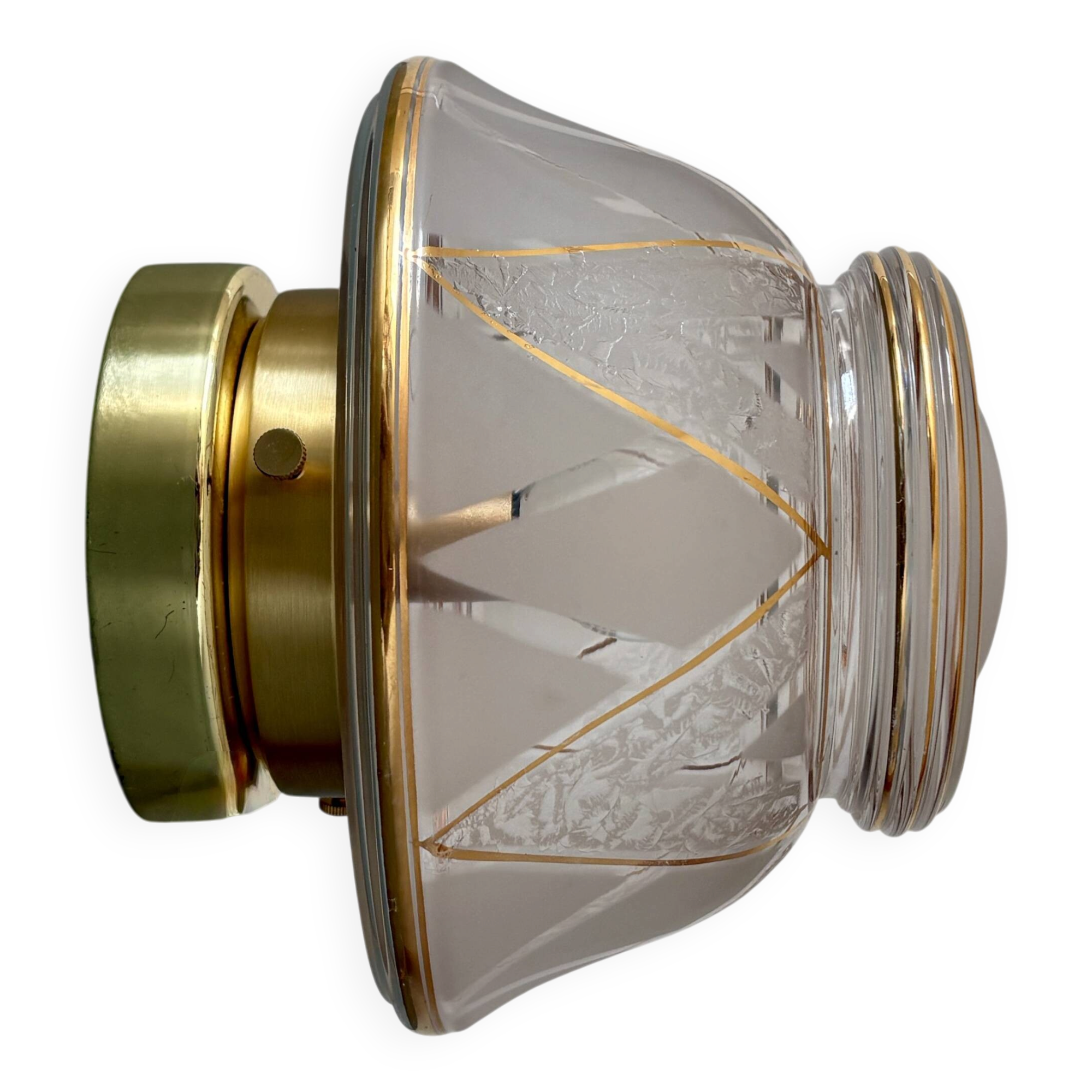 Vintage Art Deco white and gold glass globe wall/ceiling light.