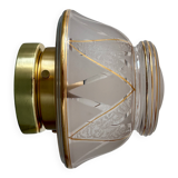 Vintage Art Deco white and gold glass globe wall/ceiling light.