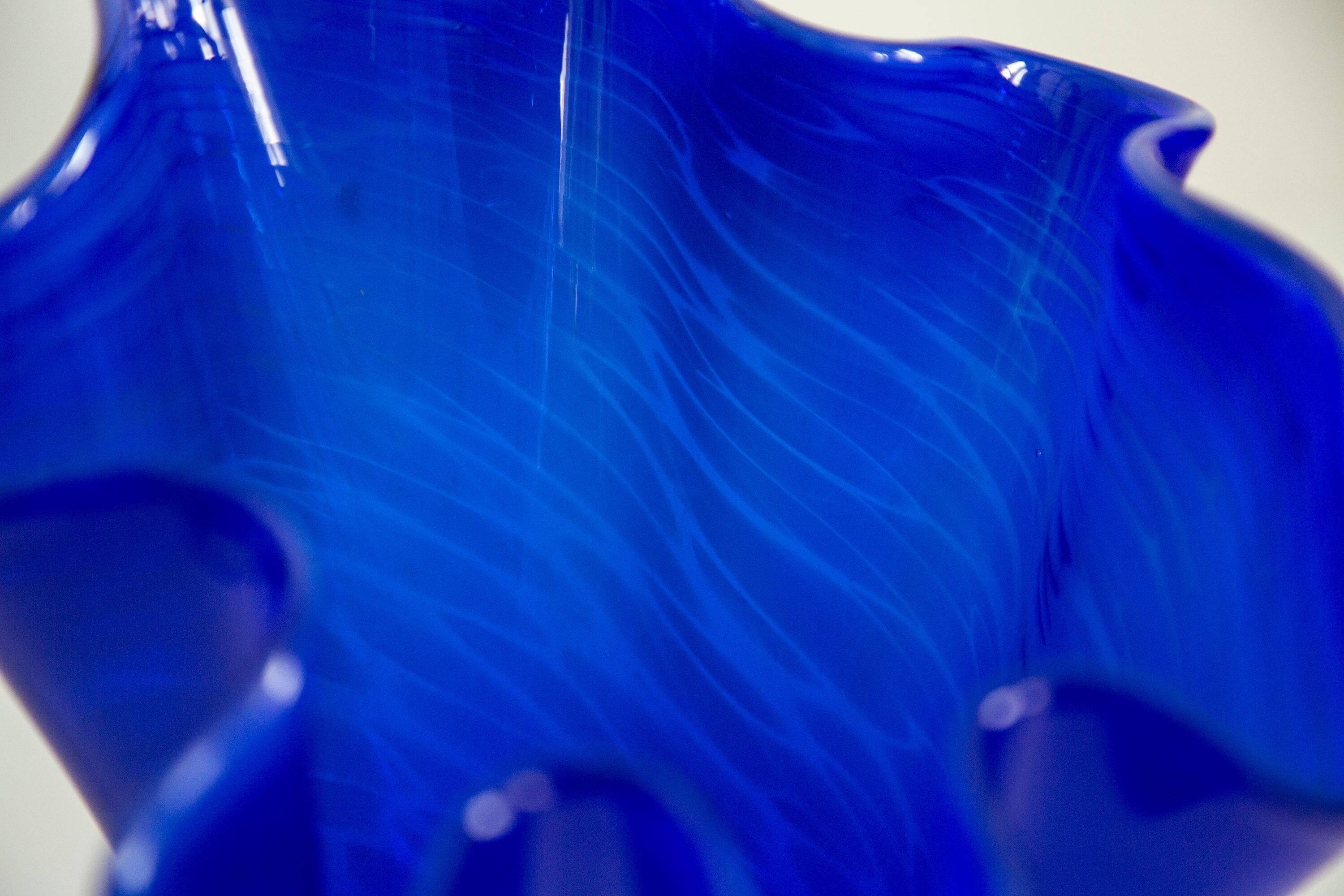 Vintage dark navy blue artistic vase from the mid-20th century.