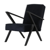 Fauteuil polonais original du milieu du siècle des années 60 en velours noir et cadre en bois noir