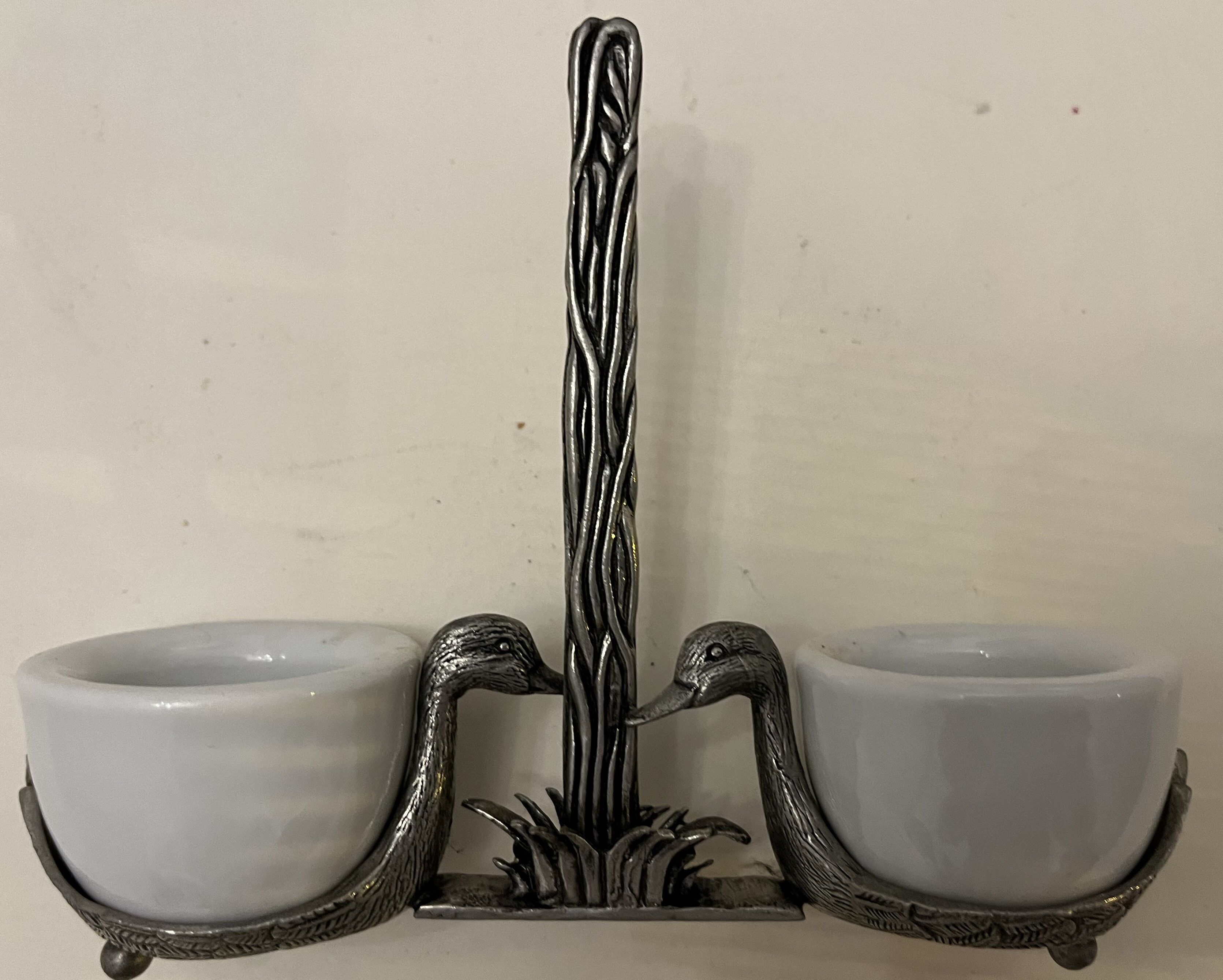Faience and pewter salt shaker