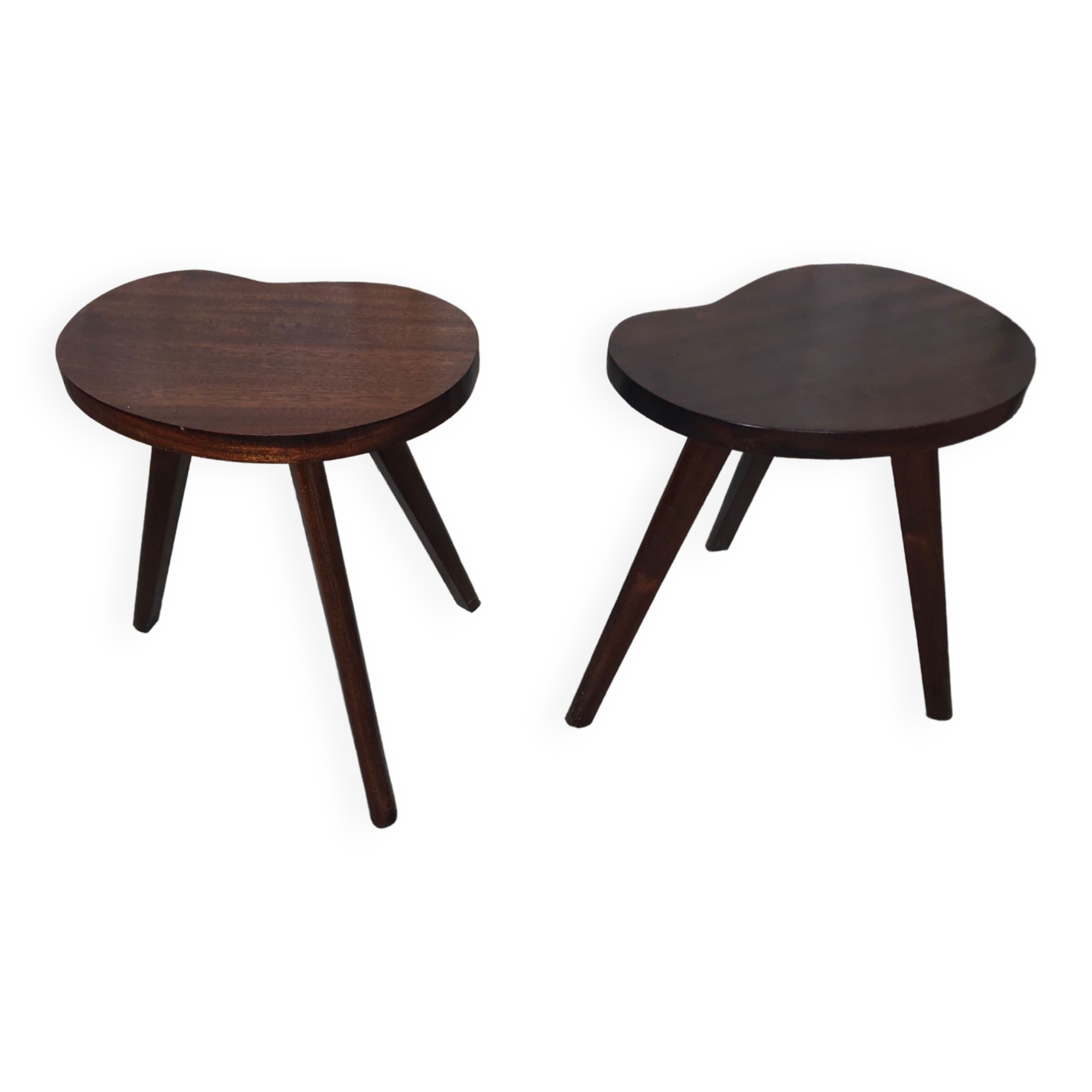 Pair of bedside table scandinavian tripod wood vintage #a240
