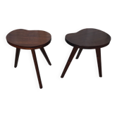 Paire de chevet table d’appoint scandinave tripode bois vintage #a240
