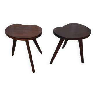 Pair of bedside table scandinavian tripod wood vintage #a240