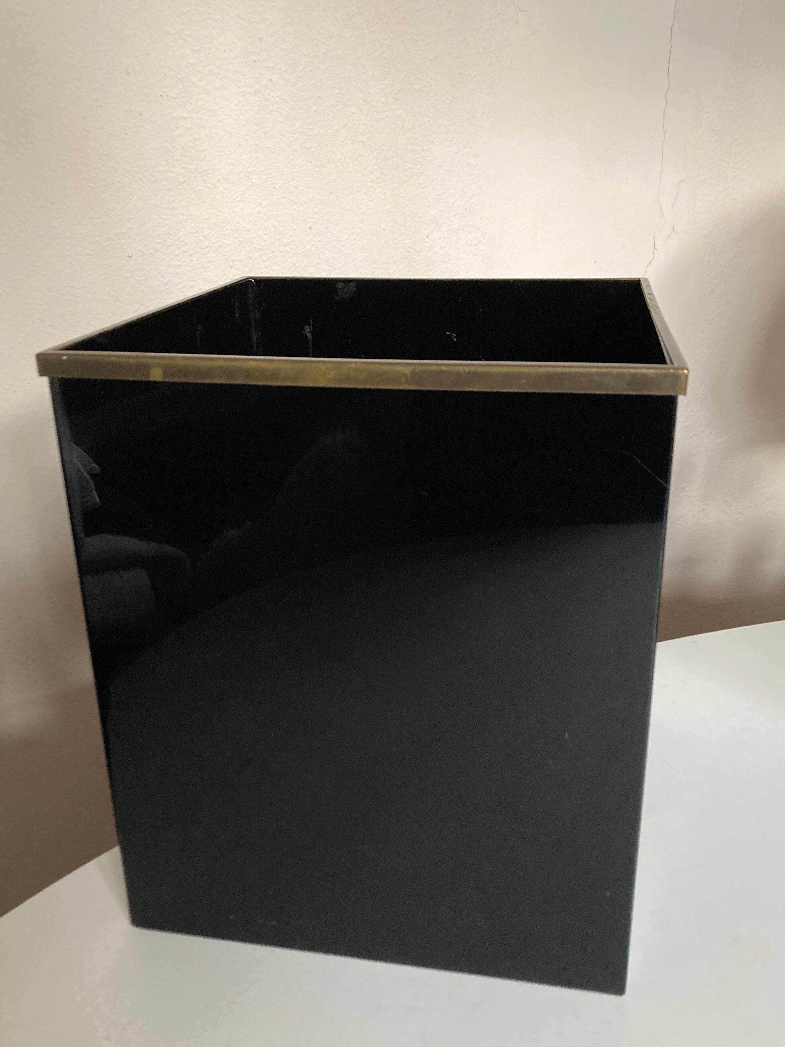 Christian Dior Maison 1970 Black Lucite Waste Paper Basket