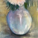 Still life bouquet of chrysanthemums, oil on canvas