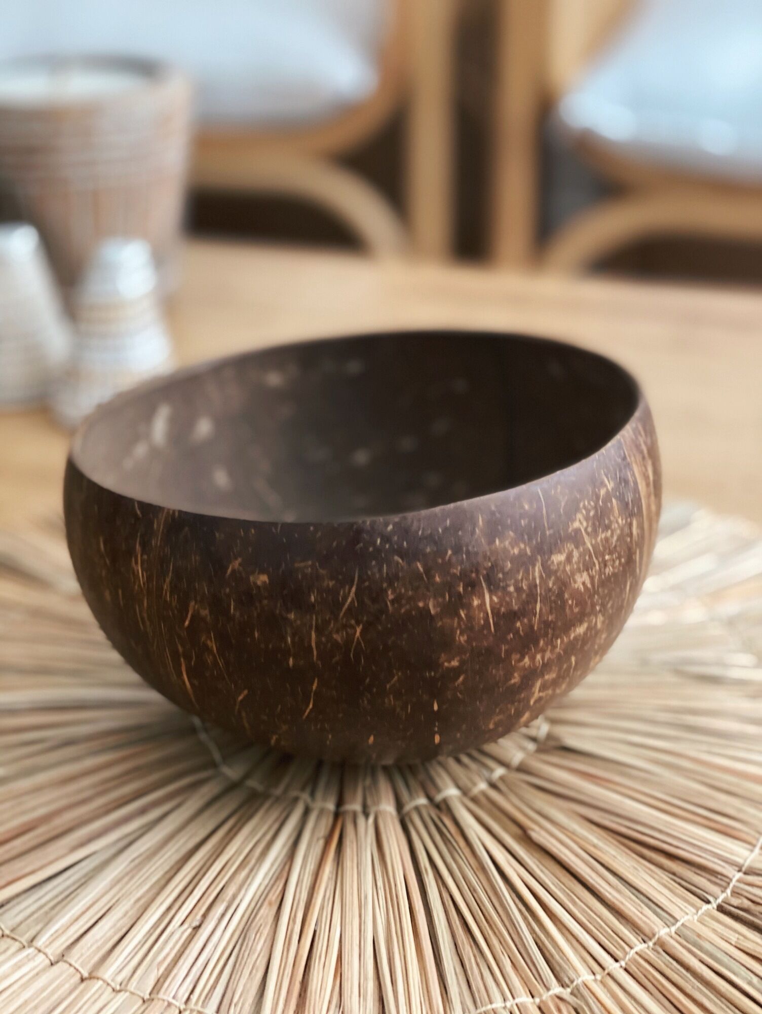 Bowl in natural coconut ecological plate