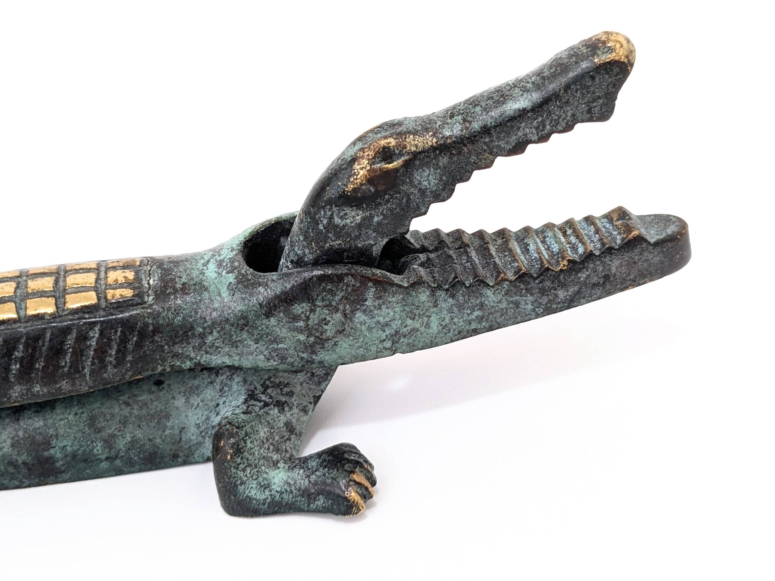 Vintage Brass Crocodile Nutcracker