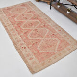 Geometric handmade oushak rug 226x121cm