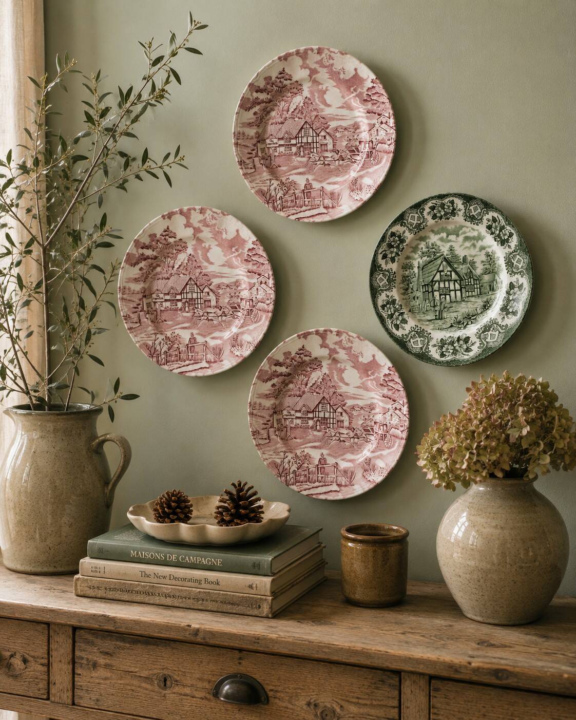 4 Lunéville & Ironstone plates – English Style decor