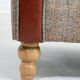 Chesterfield sofa in leather, fabric and wood