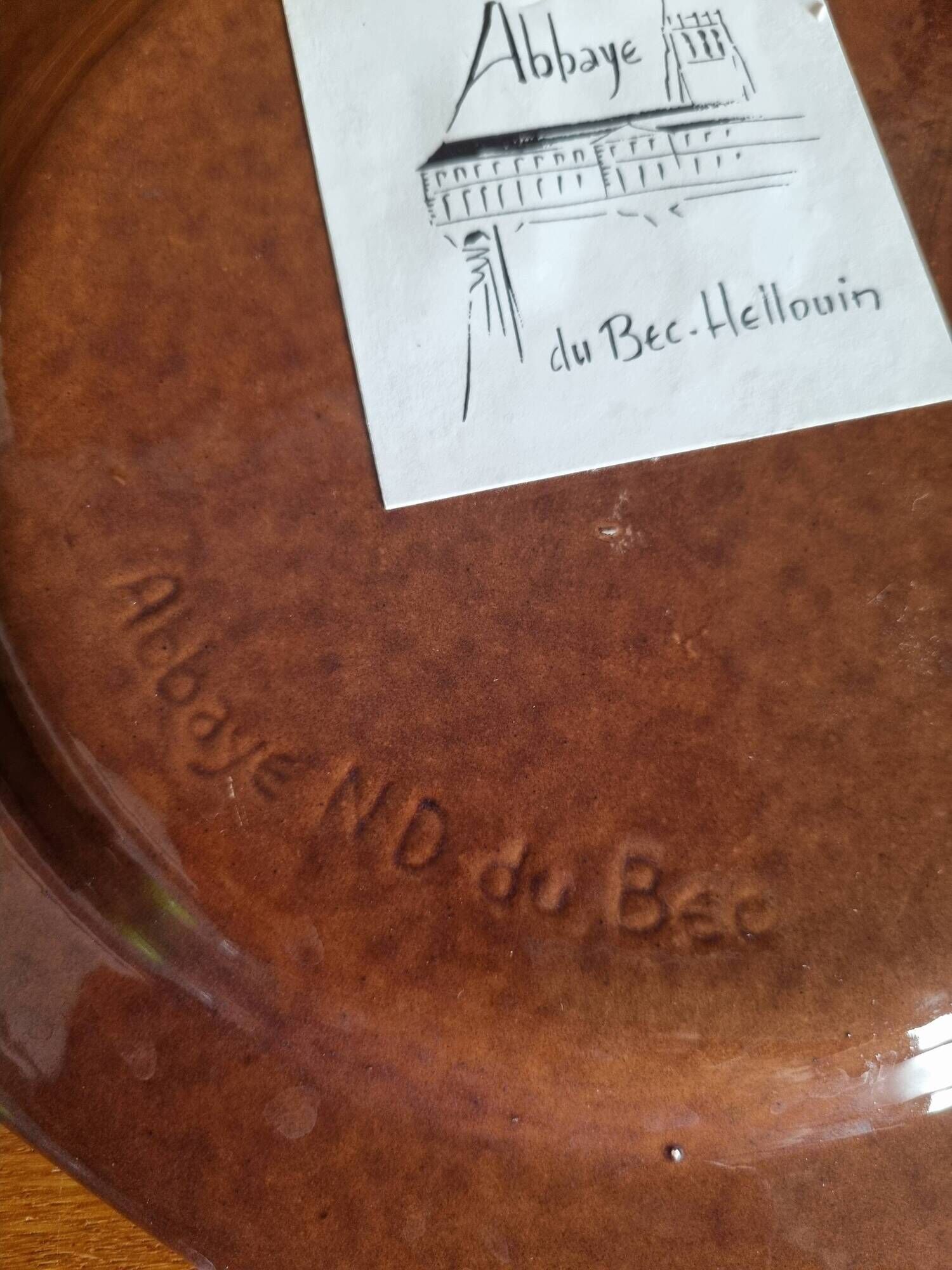 Handcrafted octagonal plate from the Abbey of Notre-Dame du Bec Hellouin in No.