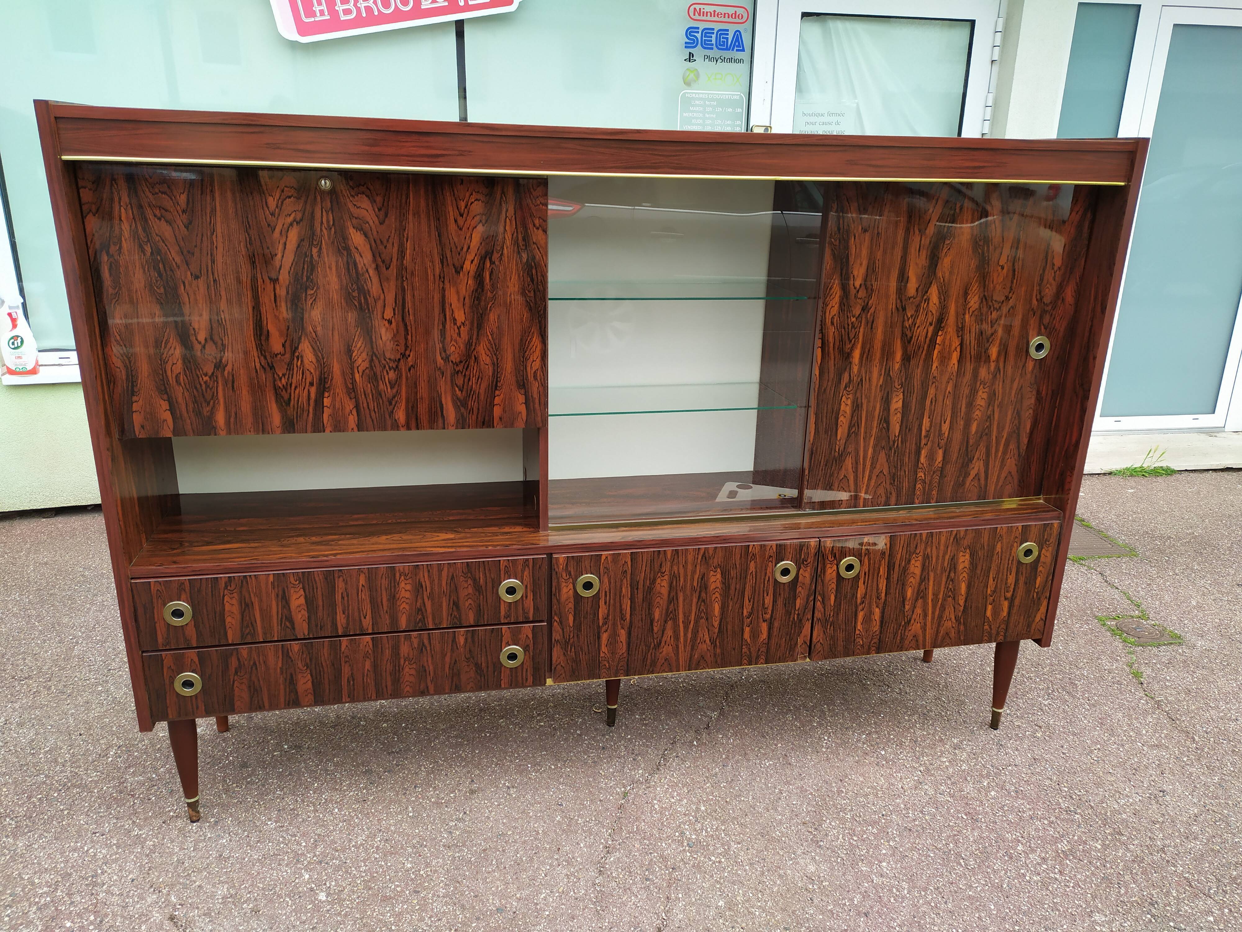 Danish rosewood buffet showcase bar - 1970