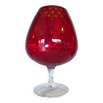 Red empoli glass vase