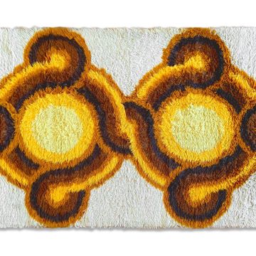 Rya rug Desso Scandinavian wool yellow space age modernist mid-century vintage 1960s/1970s