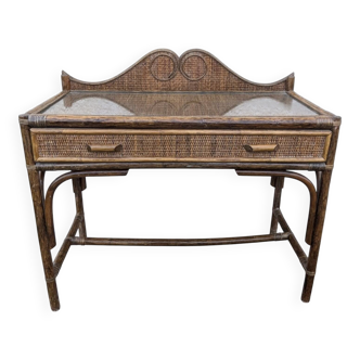 Vintage 70s 80s Rattan Dressing Table