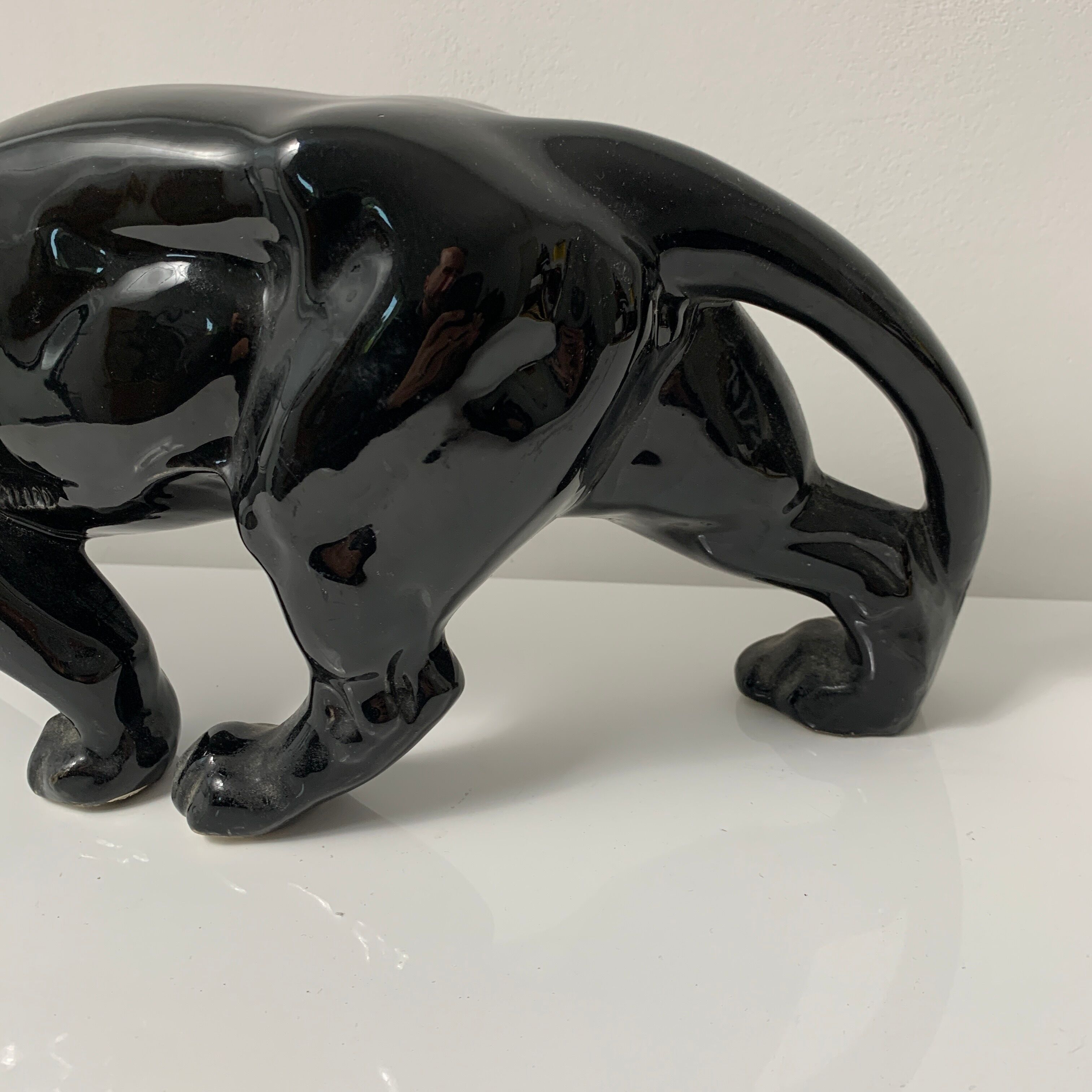 Black ceramic tiger art deco style