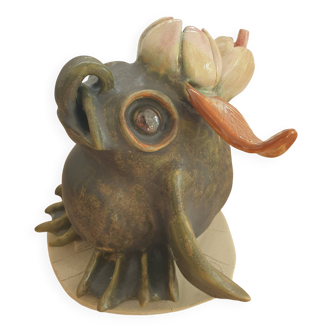Handcrafted ceramic frog, signed, unique piece