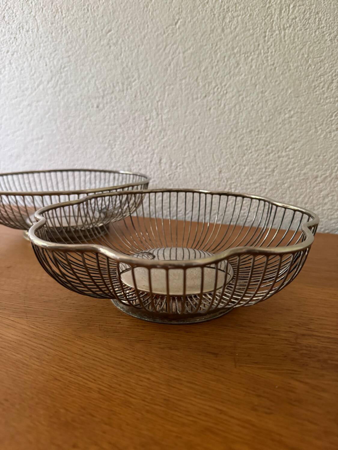 80s silver metal table baskets