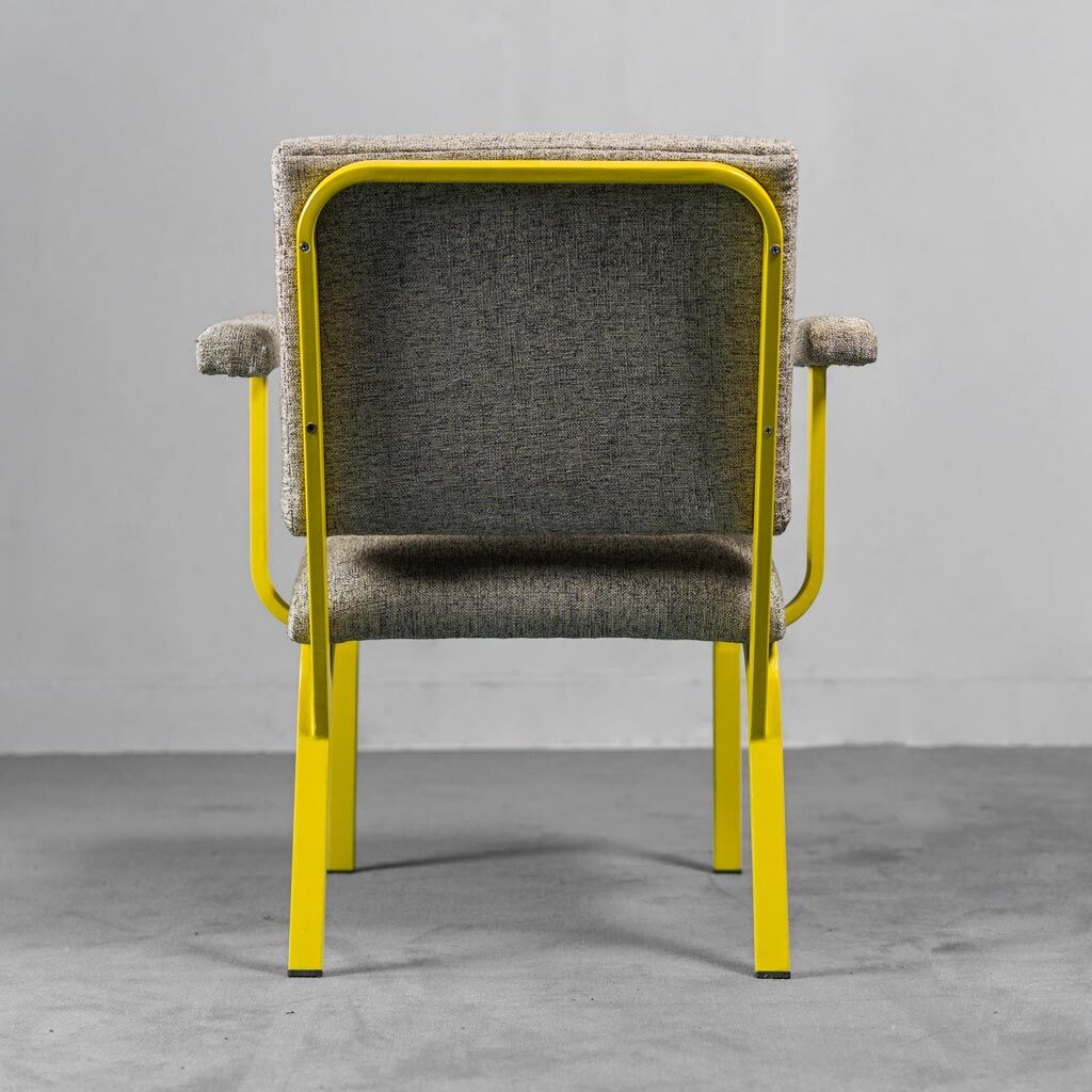 SET 3 HANDMADE CHAIRS METAL FABRIC 70S VINTAGE