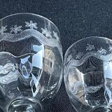14 Meisenthal blown and engraved digestive glasses