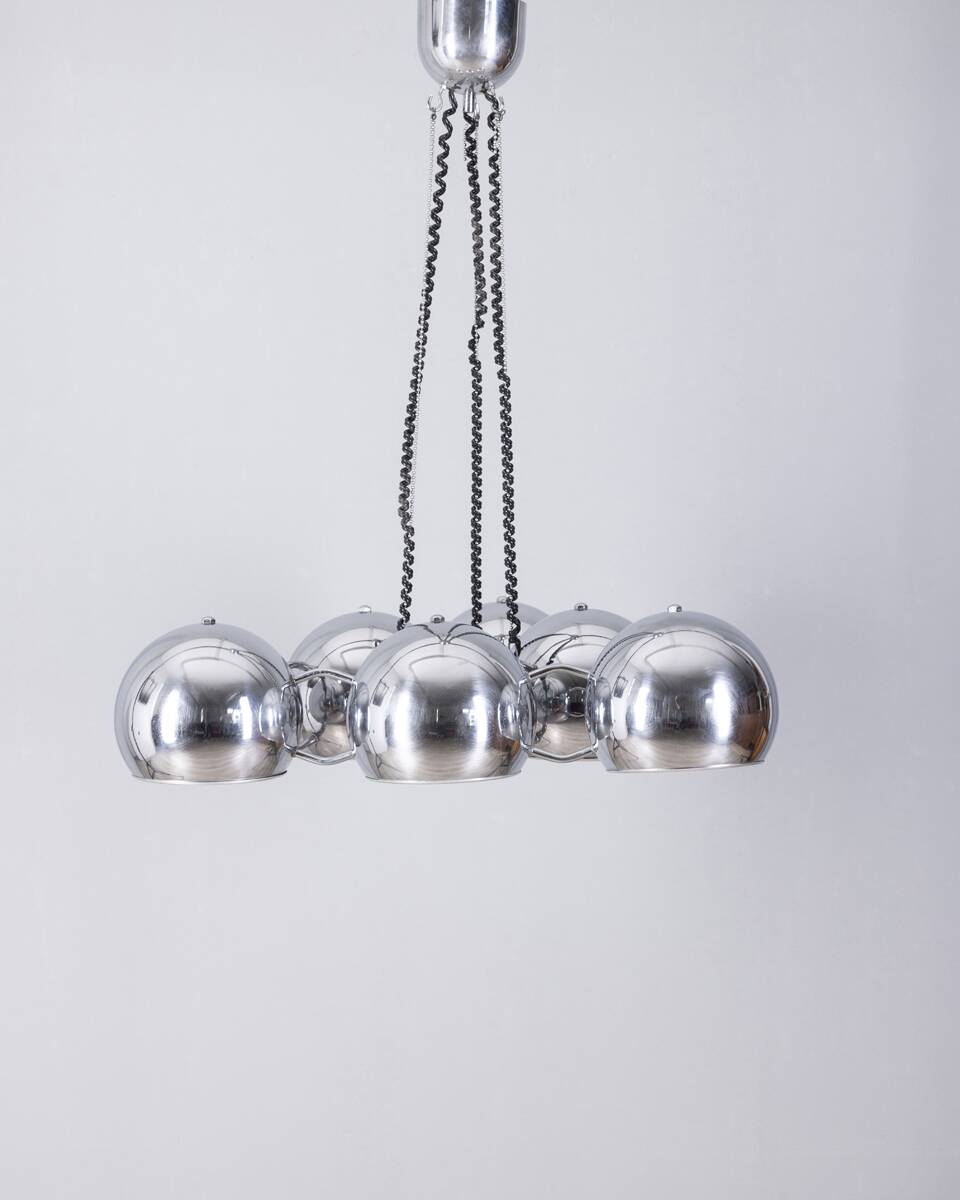 Vintage 1970s chrome-plated chandelier designed by Goffredo Reggiani