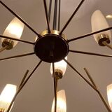 Lustre italien laiton opalin 1960